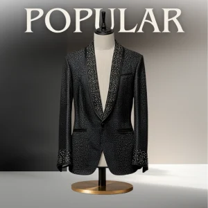 Black Brocade Tuxedo Jacket coat