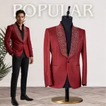 Burgundy Blazer – Silver Art Deco Linear