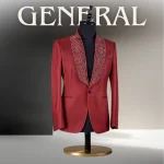 Burgundy Blazer – Silver Art Deco Linear