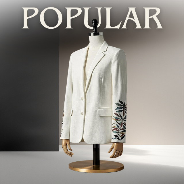 Ivory White Linen Tailored Blazer