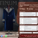 Men’s Midnight Navy Velvet Duster Coat