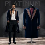 Men’s Midnight Navy Velvet Duster Coat