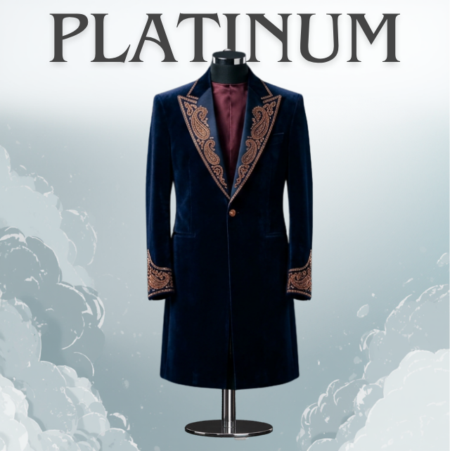 Men’s Midnight Navy Velvet Duster Coat