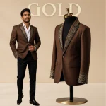 Premium Chocolate Brown Embellished Tuxedo Blazer