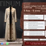 Women’s Antique Ivory Silk Velvet Gown Coat