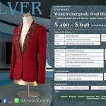 Women’s Burgundy Wool Blazer – Gold Celestial tuxedo