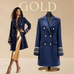 Women’s Slate Blue Double-Breasted Overcoat