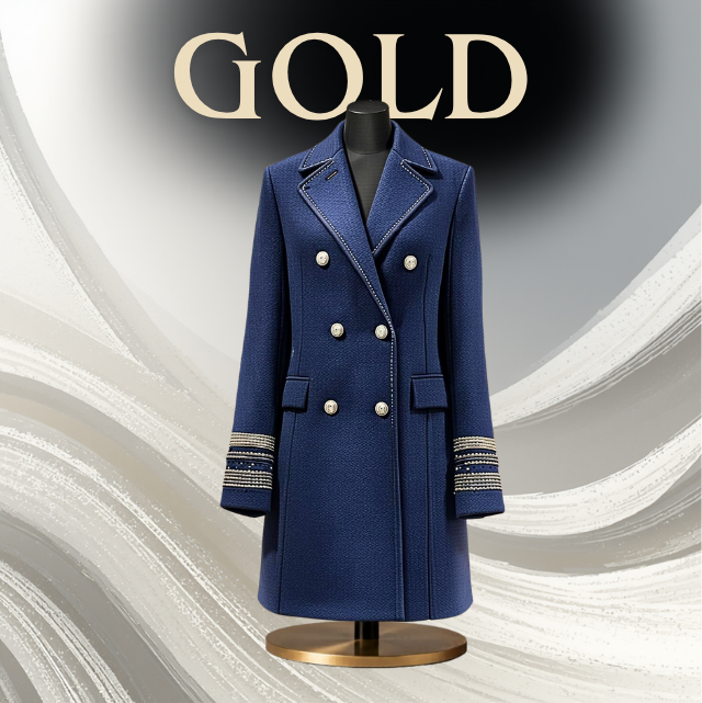 Women’s Slate Blue Double-Breasted Overcoat