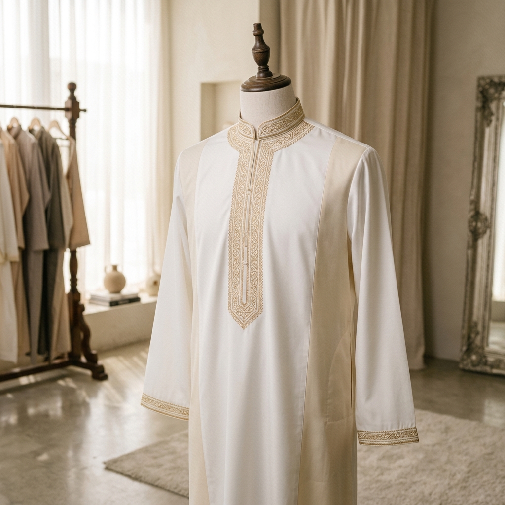 Cream-colored luxury thobe